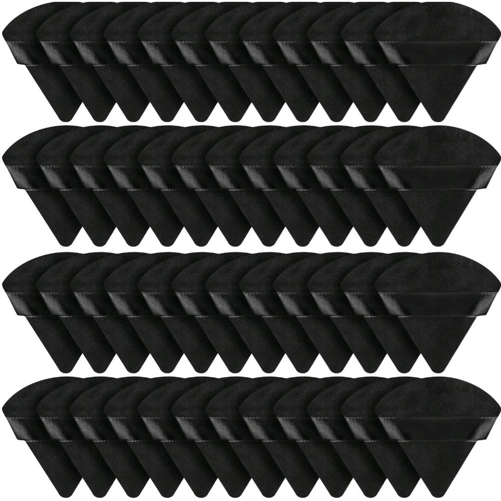 Suclain 48 Pcs Triangle Powder Puffs Black Velvet Makeup Sponges for Face Powder